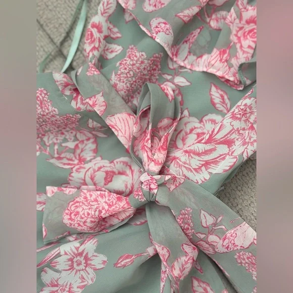 Eliza J Pink and Green Floral Midi Dress - Picture 4 of 7